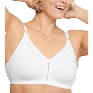 Bali Cool Comfort Double Support Cotton Blend Wireless Bra, White, 34B, NWT